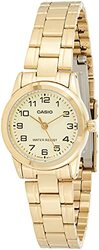 Casio Analog Watch for Women with Stainless Steel Band, LTP-V001G-9B, Gold-Gold