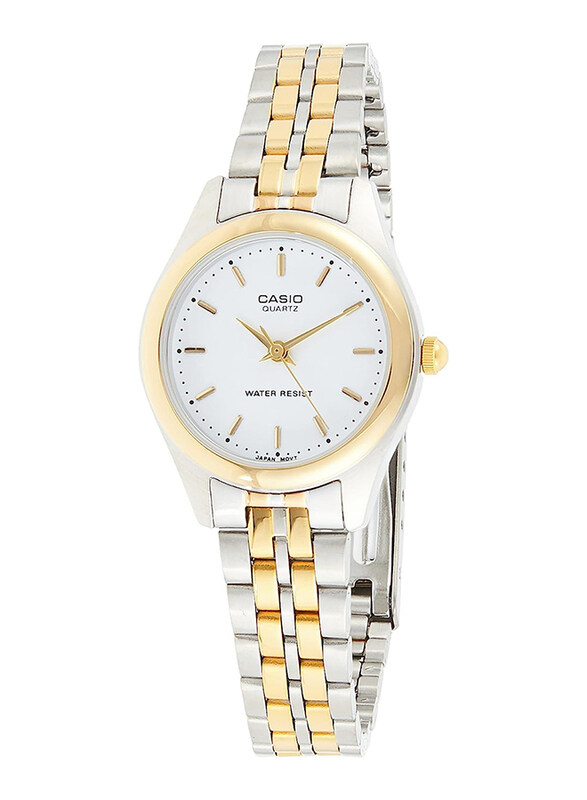 

Casio Casual Analog Watch for Women with Stainless Steel Band, Water Submerge Resistant, LTP-1129G-7A, White/Multicolour