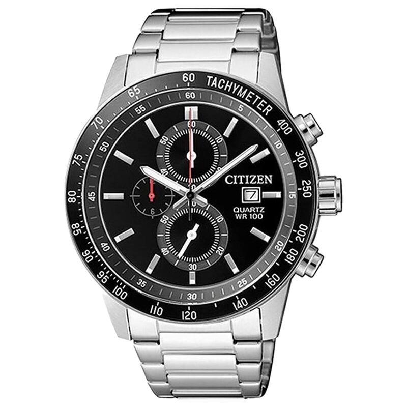 Citizen Analog Watch for Men with Stainless Steel Band, Water Resistant, AN3600-59E, Black-Silver