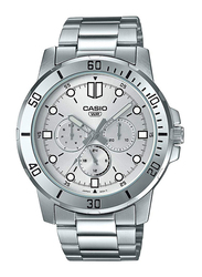 Casio Enticer Analog Watch for Men with Stainless Steel Band, Water Resistant and Chronograph, MTP-VD300D-7EUDF, Silver