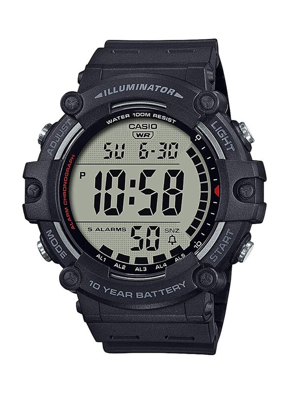 

Casio Digital Watch for Men with Resin Band, Water Resistant, AE1500WH-1AV, Black-Grey