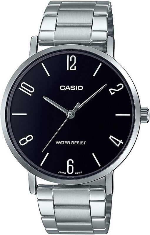 

Casio Analog Watch for Men with Stainless Steel Band, Water Resistant, MTP-VT01D-1B2UDF, Black-Silver