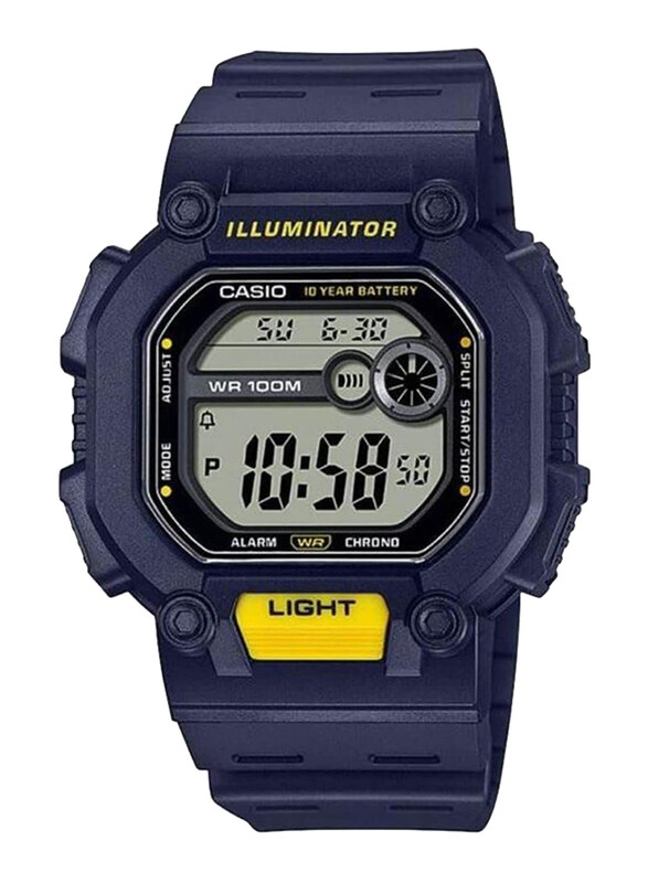 

Casio Youth Digital Watch for Men with Resin Band, Water Resistant, W-737H-2AVDF, Navy Blue-Grey