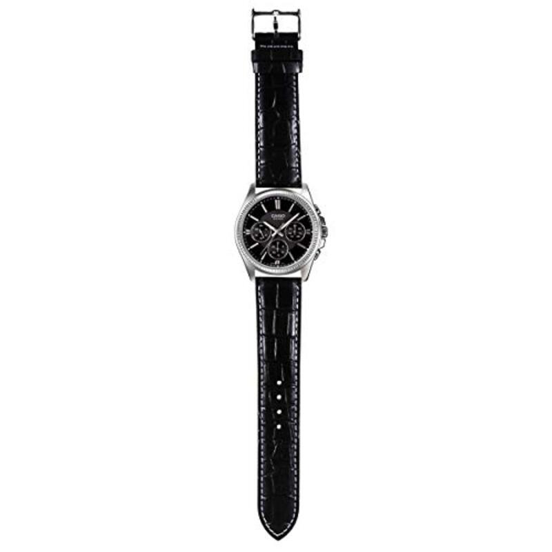 Casio Analog Watch for Men with Leather Genuine Band, MTP-1375L-1AVDF (A838), Black-Black
