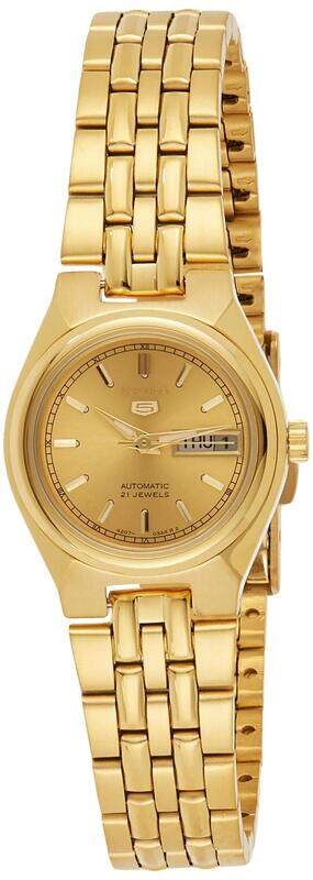 

Seiko Analog Watch for Women with Stainless Steel Band, Water Resistant, SYMA04K1, Gold-Gold
