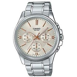 Casio Analog Watch for Men with Stainless Steel Band, Water Resistant, MTP-1375D-7A2, Silver-Silver