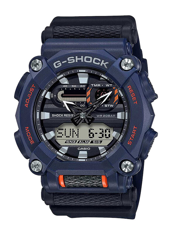 

Casio G-Shock Analog/Digital Watch for Men with Resin Band, Water Resistant, GA-900-2ADR, Black-Blue
