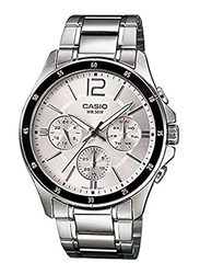 Casio Analog Watch for Men with Stainless Steel Band, Water Resistant and Chronograph, MTP1374D-7AVDF, Silver