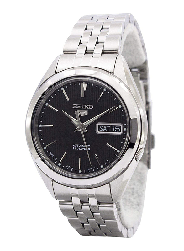 Seiko Analog Watch for Men with Stainless Steel Band, Water Resistant, SNKL23J1, Silver-Black