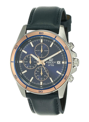 Casio Edifice Analog Watch for Men with Leather Band, Water Resistant and Chronograph, EFR-526L-2AV, Blue