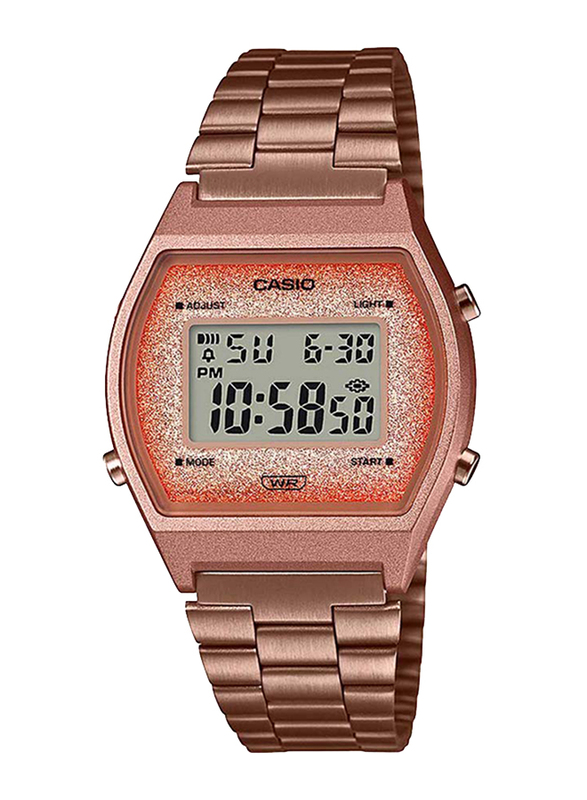 Casio Vintage Series Digital Unisex Watch with Stainless Steel Band, Water Resistant, B640WCG-5DF, Rose Gold