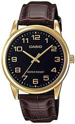 Casio Analog Watch for Men with Leather Band, Water Resistant, MTP-V001GL-1B, Black-Brown