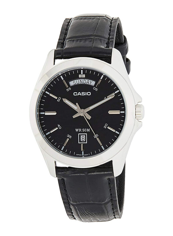 

Casio Analog Watch for Men with Leather Band, Water Resistant, MTP-1370L-1AVDF, Black