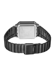 Casio Digital Unisex Watch with Stainless Steel Band, Water Resistant, A100WEGG-1A2DF, Grey-Black