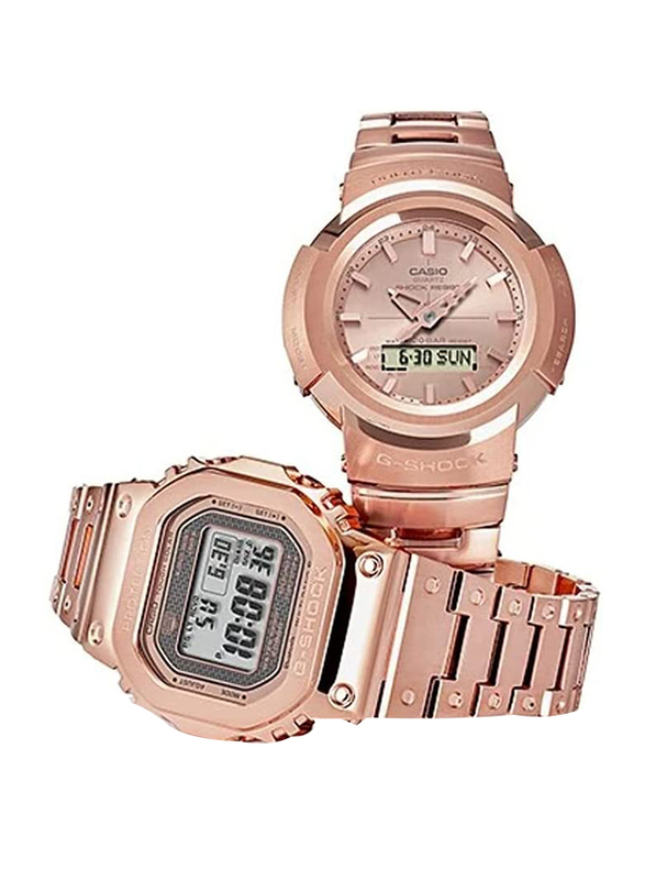 Casio G-Shock Analog/Digital Watch for Men with Stainless Steel Band, Water Resistant, AWM-500GD-4ADR, Rose Gold