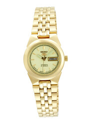 Seiko Analog Watch for Women with Stainless Steel Band, Water Resistant, SYMG60J1, Gold-Green