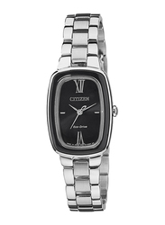 Citizen Eco-Drive Analog Watch for Women with Stainless Steel Band, Water Resistant, EM0007-51E, Silver-Black