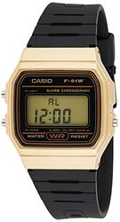 Casio Digital Watch for Men with Silicone Band, F-91WM-9ADF, Black-Black