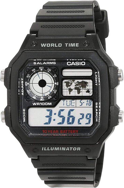 

Casio Digital Display Quartz Watch for Men with Resin Band, Water Resistant, AE-1200WH-1AVEF, Black