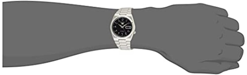 Seiko Analog Watch for Men with Stainless Steel Band, Water Resistant, Snk063J5-, Black-Silver