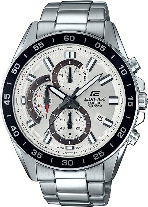 

Casio Analog Watch for Men with Stainless Steel Band, Water Resistant and Chronograph, EFV-550D-7AVUDF-1, Silver-White