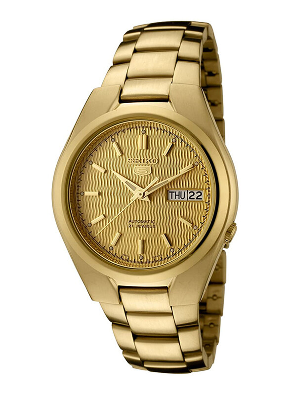 

Seiko 5 Automatic Analog Watch for Men with Stainless Steel Band, Water Resistant, SNK610K1, Gold