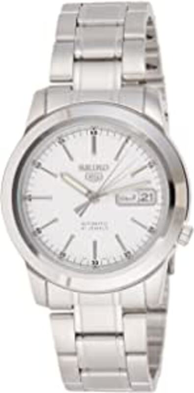 Seiko Analog Watch for Men with Stainless Steel Band, Water Resistant, SNKE49K1, Silver-White