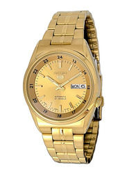 Seiko 5 Automatic Analog Watch for Men with Stainless Steel Band, Water Resistant, SNK574J1, Gold