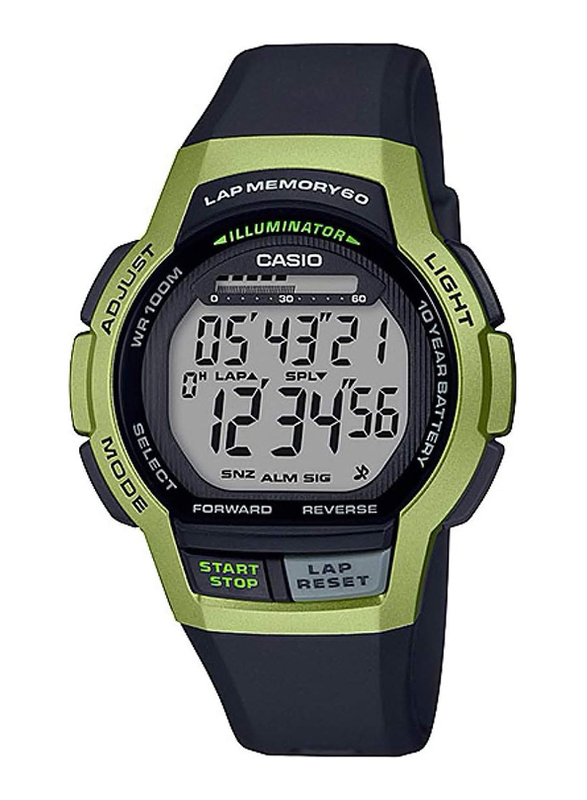 

Casio Quartz Digital Watch for Men with Resin Band, Water Resistant, WS-1000H-3AVDF, Black-Green