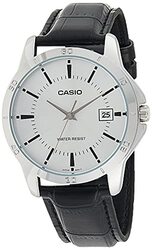 Casio Analog Watch for Men with Leather Genuine Band, EAW-MTP-V004L-7AUDF, Black-Silver