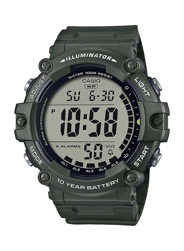 Casio Illuminator Digital Quartz Sport Watch for Men with Resin Band, Water Resistant, AE-1500WHX-3AVCF, Green/Black