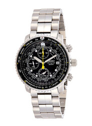Seiko Analog Watch for Men with Stainless Steel Band, Water Resistant and Chronograph, SNA411, Silver-Black