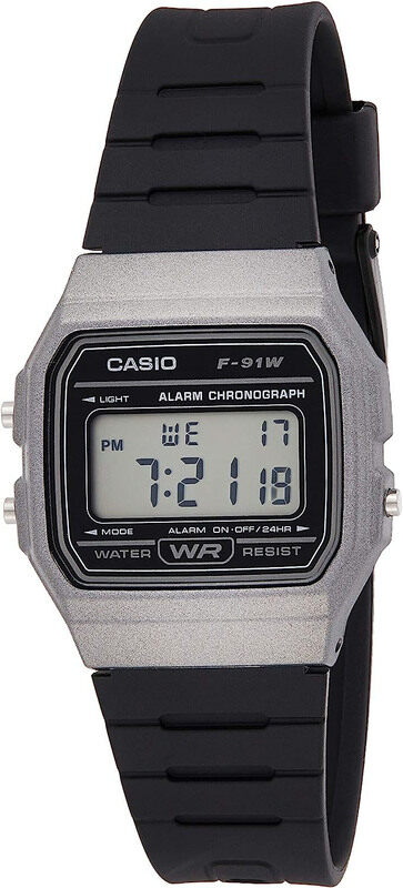 

Casio Quartz Digital Watch Unisex with Resin Band, Water Resistant, F-91WM-1BEF, Black-Grey