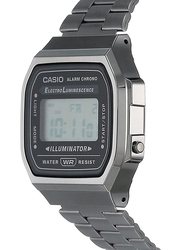 Casio Digital Quartz Unisex Watch with Stainless Steel Band, Water Resistant, A168WGG-1ADF, Silver/Grey