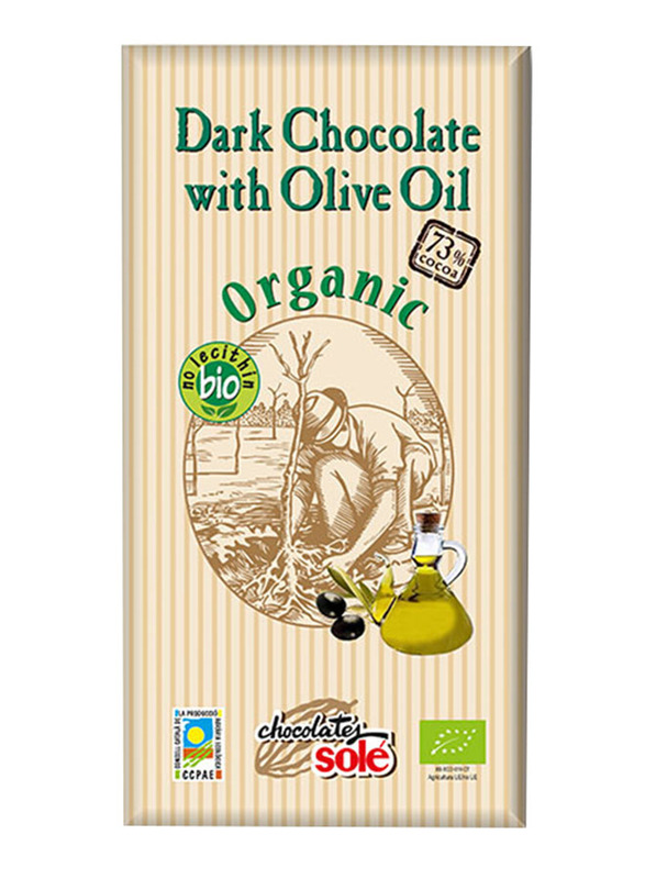 Chocolates Sole Organic Dark Chocolate with 73% Cocoa & Olive Oil, 100g