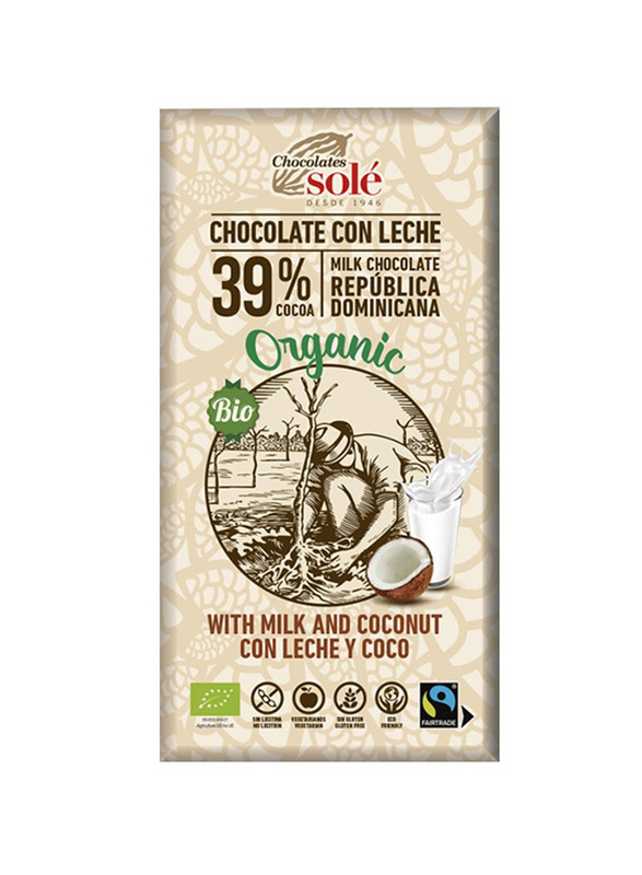 Chocolates Sole Organic Chocolate with Milk & Coconut, 100g