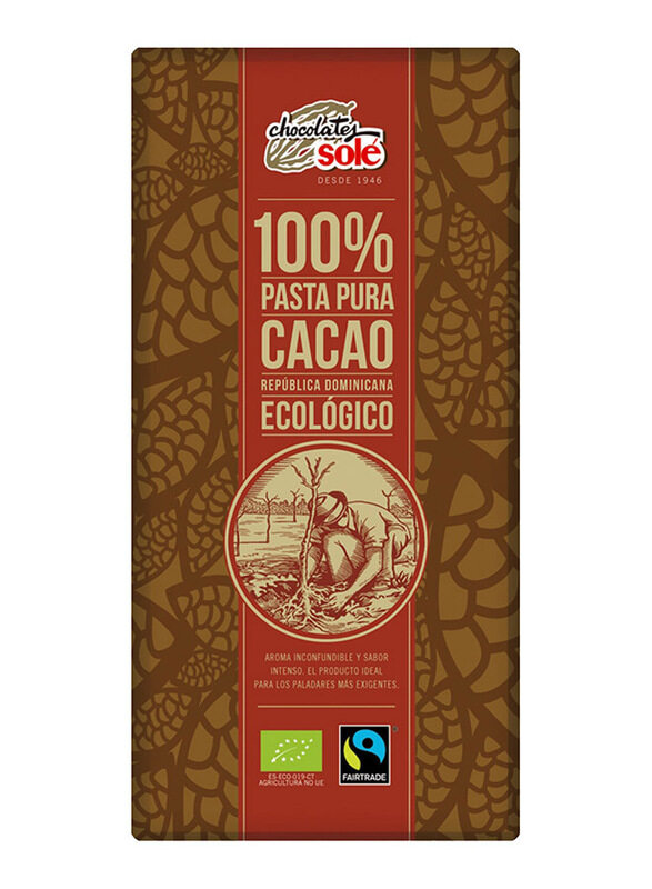 

Chocolates Sole Organic Dark Chocolate with 100% Cocoa, 100g