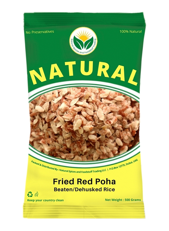 Natural Spices Fried Red Poha Beaten/Dehusked Rice, 500g