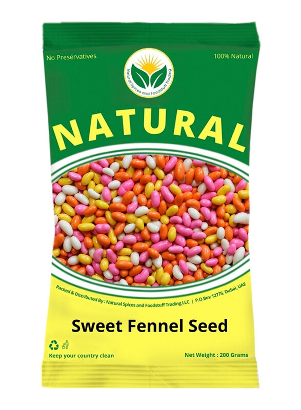 

Natural Spices Colourful Sweet Fennel Seed, Small Size, 200g