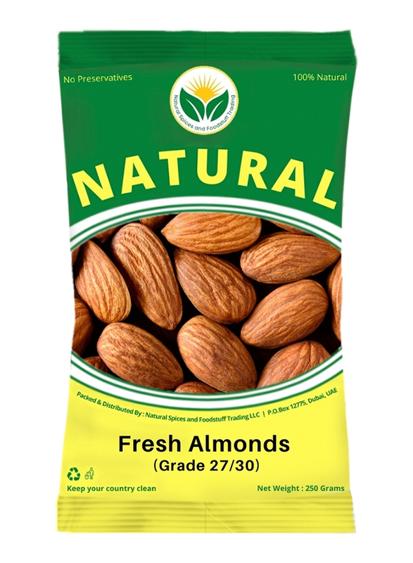 Natural Spices Grade 27/30 Fresh Almonds, 250g