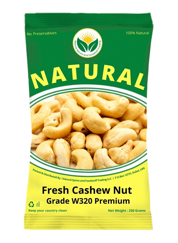 Natural Spices Grade W320 Premium Fresh Cashew Nut, 250g