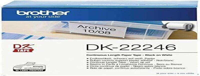 

Brother DK-22246 Continuous Length Paper Tape, 103mm x 30.48m, Black on White