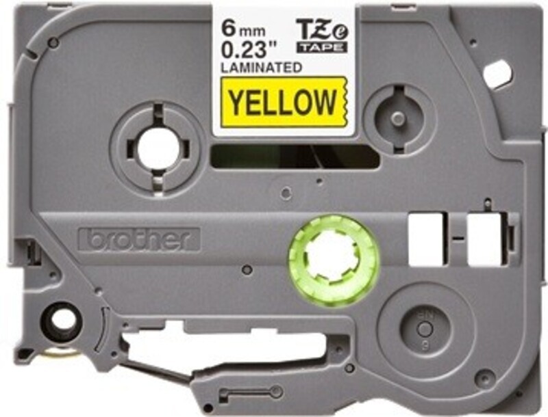 Brother TZE-611 6mm Black on Yellow Laminated Tape