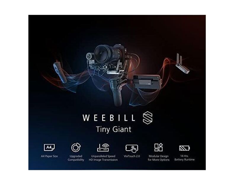 Zhiyun Weebill S Camera Stabilizer, 3 Axis Gimbal for DSLR and Mirrorless Camera, Lightweight Design, Dynamic Stability, Available for Canon/Sony/Panasonic/Nikon/Fujifilm