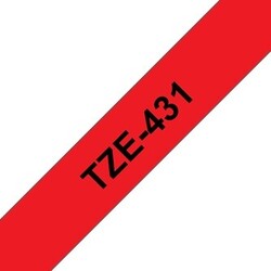 Brother TZE-431 12mm Laminated Tape, Black on Red