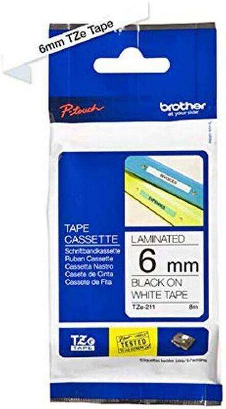 

Brother TZE-211 6mm Black on White Label Tape Cartridge