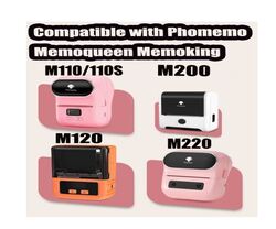 Phomemo 50x50mm Multi-Purpose Self-Adhesive Thermal (M200/M220/M120/M110) 140 Round Labels/Rolls, Black on Pink