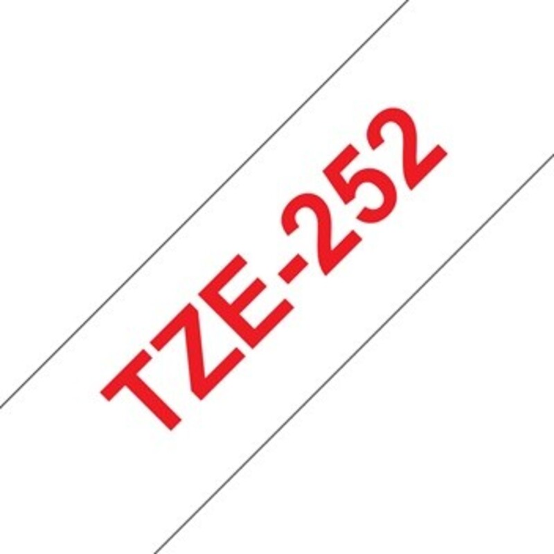 Brother TZe-252 24mm Red on White Laminated Tapes