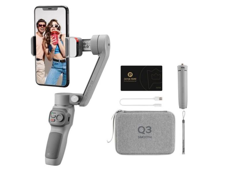 Zhiyun Smooth Q3 Combo, 3-Axis Gimbal Stabilizer for Smartphone Foldable Phone Gimbal with Light Auto Inception Dolly-Zoom Time-Lapse Handheld Stabilizer
