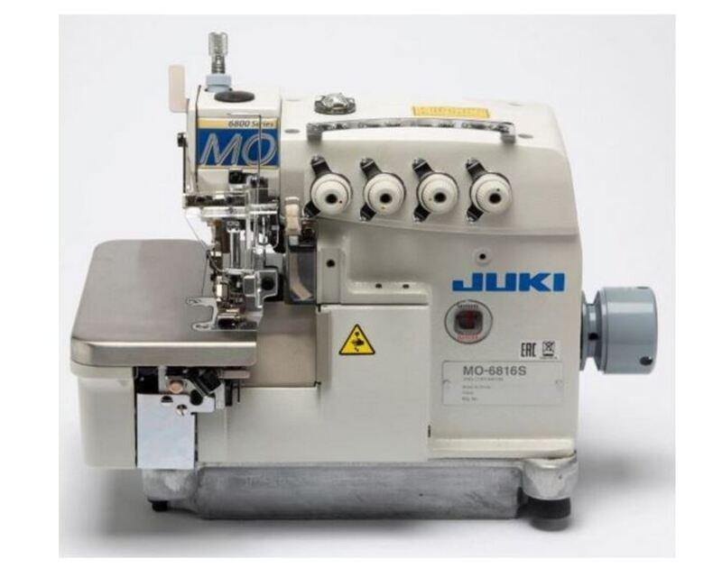 Juki MO-6816S High-Speed, 2-Needle 5-Thread Direct Drive Safety Stitch Machine with Auto Thread Trimmer, Pneumatic Tape Cutter, Auto Foot Lift and Suction
